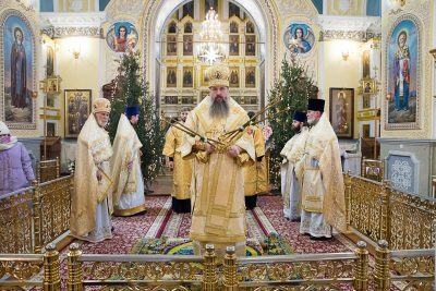 В праздник Обрезания Господня митрополит Серафим совершил литургию в Покровском архиерейском соборе