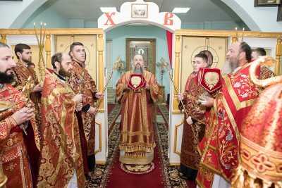 Митрополит Серафим встретил чудотворный мироточивый образ императора Николая II и совершил литургию в Богоявленском храме